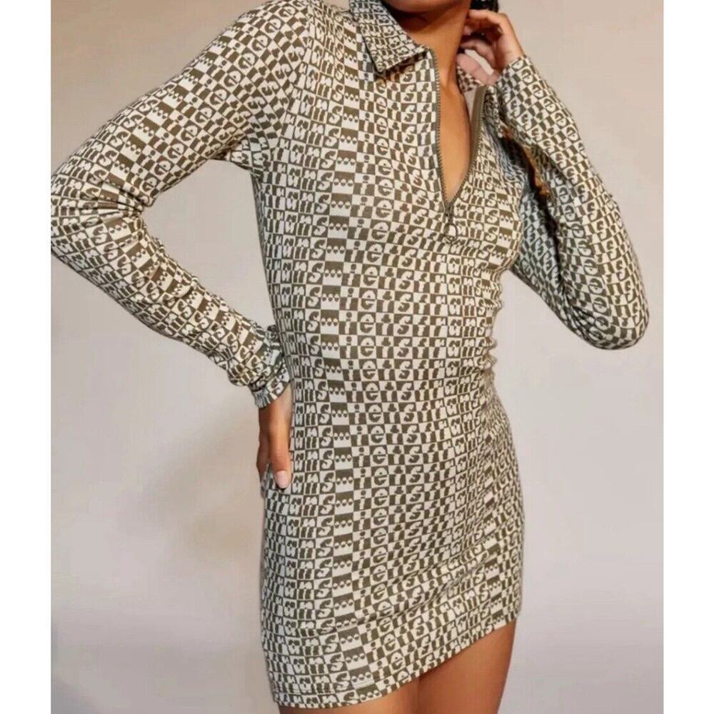 Iets Frans Urban Outfitters Retro Green Mini Dress Sz S Grunge 90’s Streetwear